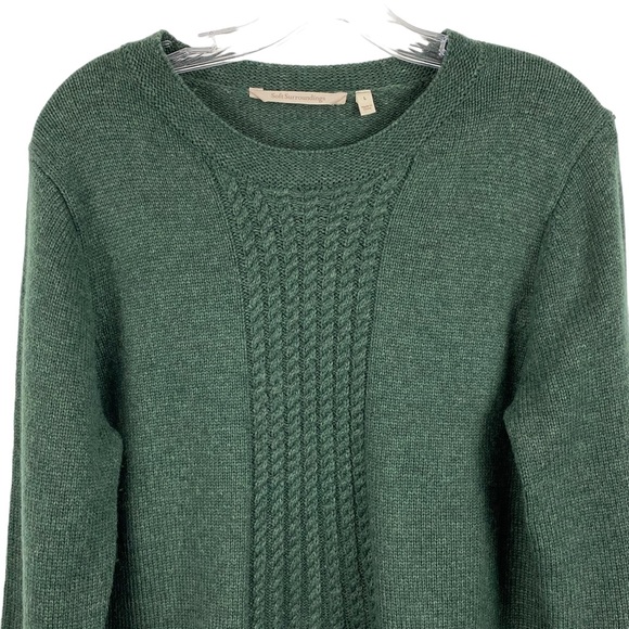 Soft Surroundings Syndey Wool Blend Cable Knit Sweater Large Olive Green - Picture 3 of 6
